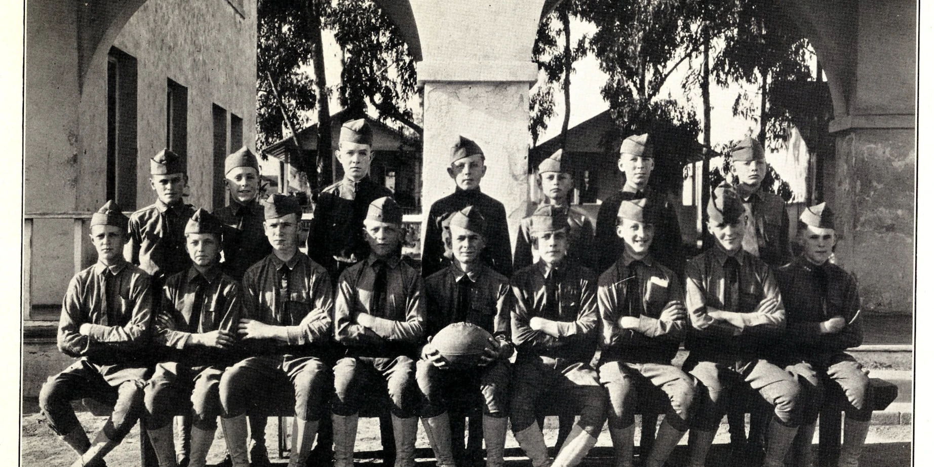 Early Page Military Academy students seated together for a class photograph